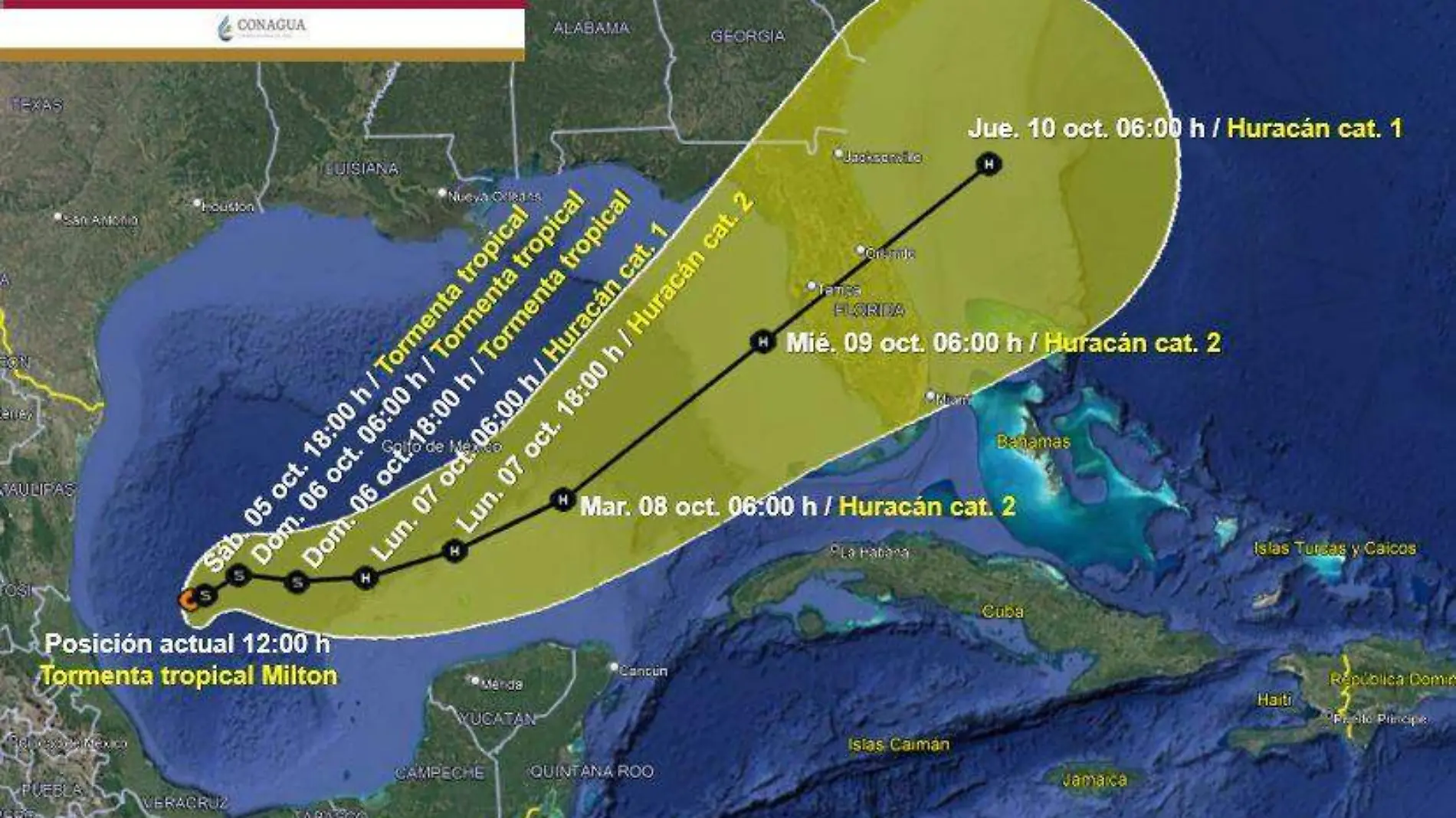 Posible trayecto del fenómeno meteorológico 